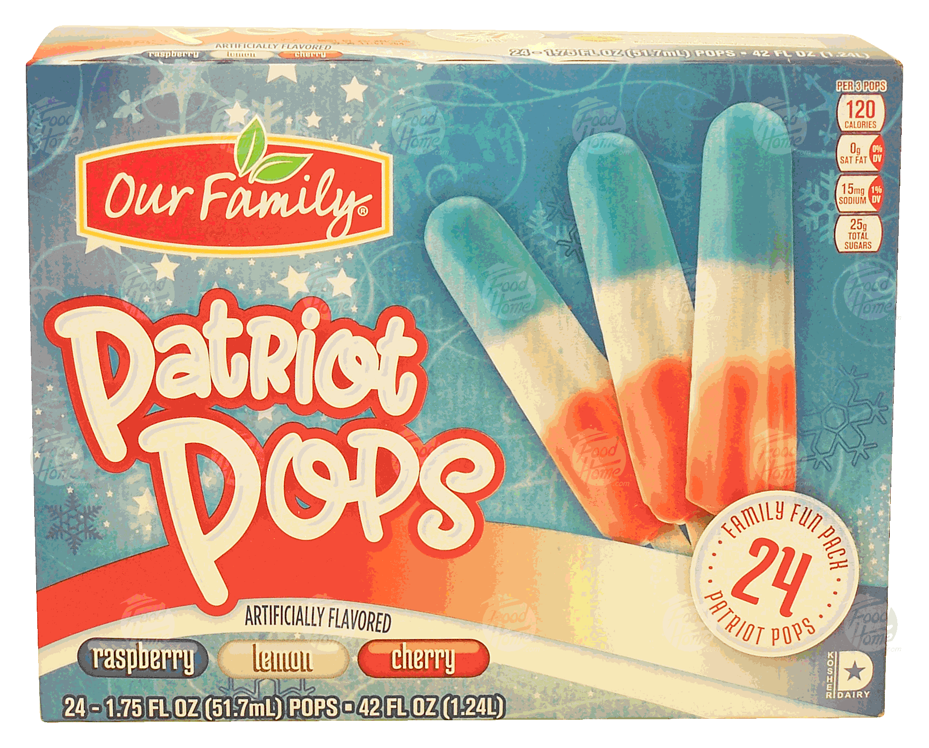 Our Family Patriot Pops raspberry, lemon, cherry flavored, 24-count Full-Size Picture